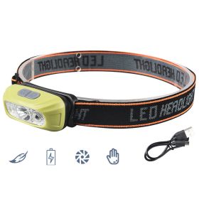 Special Strong Light Charging Super Bright Night Fishing Head Lamp (Option: Green induction-2pcs)