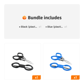 Folding Small Scissors; For Fishing Line; Fishing Figure 8 Shaped Scissors (Color: Black (plastic Handle)+Blue (plastic Handle))